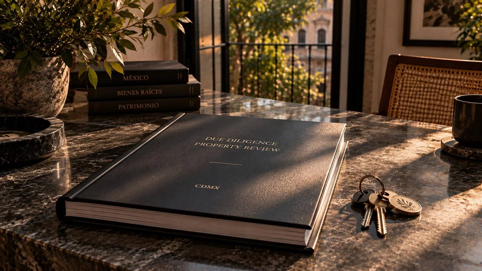 Due diligence property review file on a desk